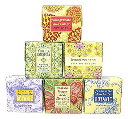Greenwich Bay Trading Co. Soap Variety Pack – 6 Bars of 1.9oz Artisan Soaps (Fresh Milk, Lemon Verbena, White Tea Calendula, Lavender Chamomile, Pomegranate Shea Butter, Passion Flower)