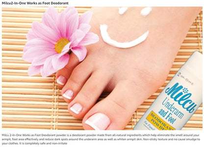 Milcu Underarm & Foot Deodorant Powder - 80g Large Size, Long-Lasting Odor Protection Avelisse