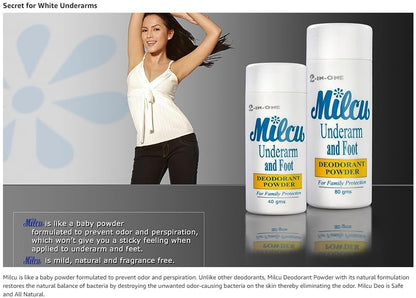 Milcu Underarm & Foot Deodorant Powder - 80g Large Size, Long-Lasting Odor Protection Avelisse