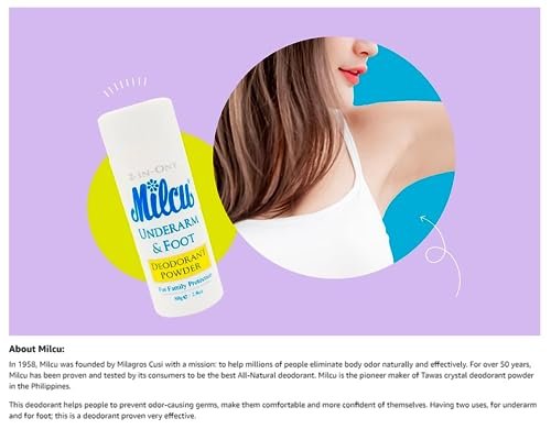 Milcu Underarm & Foot Deodorant Powder - 80g Large Size, Long-Lasting Odor Protection Avelisse