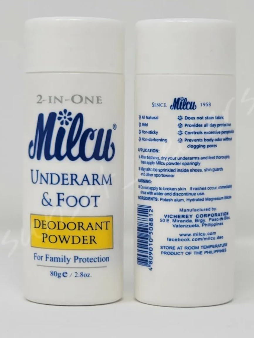Milcu Underarm & Foot Deodorant Powder - 80g Large Size, Long-Lasting Odor Protection Avelisse