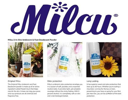 Milcu Underarm & Foot Deodorant Powder - 80g Large Size, Long-Lasting Odor Protection Avelisse