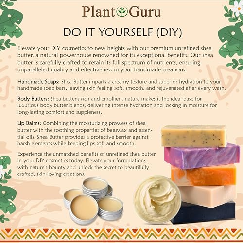 Plant Guru Raw African Shea Butter 8 oz – 100% Pure, Unrefined Ivory Shea Butter for Dry Skin, Face, Hair & DIY Soap Making - görsel 12