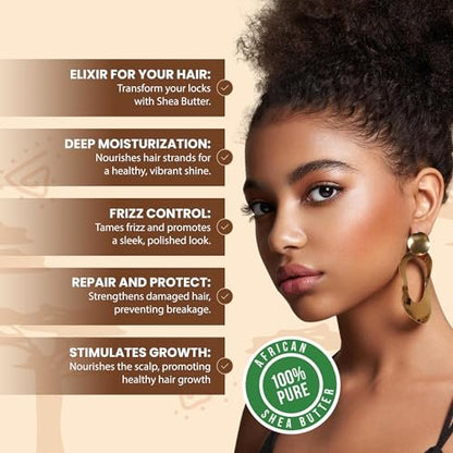 Plant Guru Raw African Shea Butter 8 oz – 100% Pure, Unrefined Ivory Shea Butter for Dry Skin, Face, Hair & DIY Soap Making