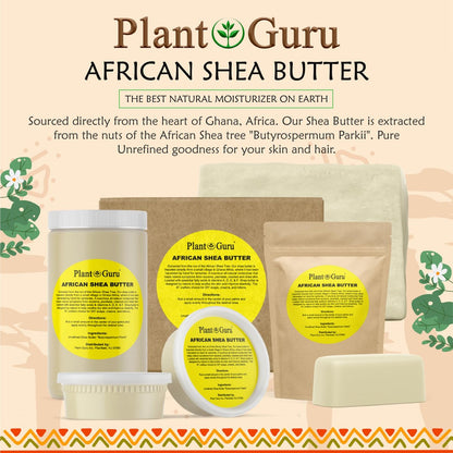 Plant Guru Raw African Shea Butter 8 oz – 100% Pure, Unrefined Ivory Shea Butter for Dry Skin, Face, Hair & DIY Soap Making