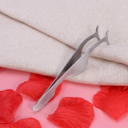 TinkSky Stainless Steel False Eyelash Applicator & Remover Clip Tweezers (Silver)