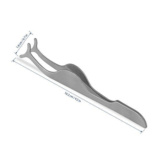 TinkSky Stainless Steel False Eyelash Applicator & Remover Clip Tweezers (Silver) - görsel 4