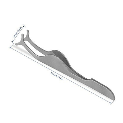 TinkSky Stainless Steel False Eyelash Applicator & Remover Clip Tweezers (Silver)
