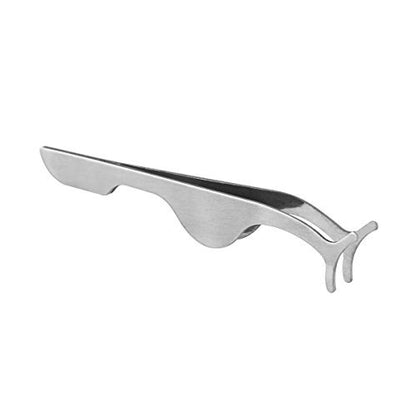 TinkSky Stainless Steel False Eyelash Applicator & Remover Clip Tweezers (Silver)