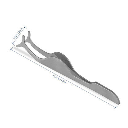 TinkSky Stainless Steel False Eyelash Applicator & Remover Clip Tweezers (Silver)