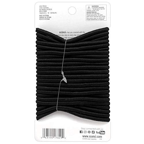 Scunci Thick Hair Black Elastics – All Day Strong Hold No-Damage, 5mm Thickness, 24-Pieces per Pack (2-Pack) - görsel 8