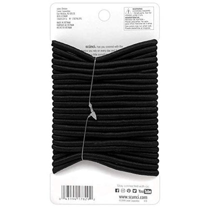 Scunci Thick Hair Black Elastics – All Day Strong Hold No-Damage, 5mm Thickness, 24-Pieces per Pack (2-Pack)