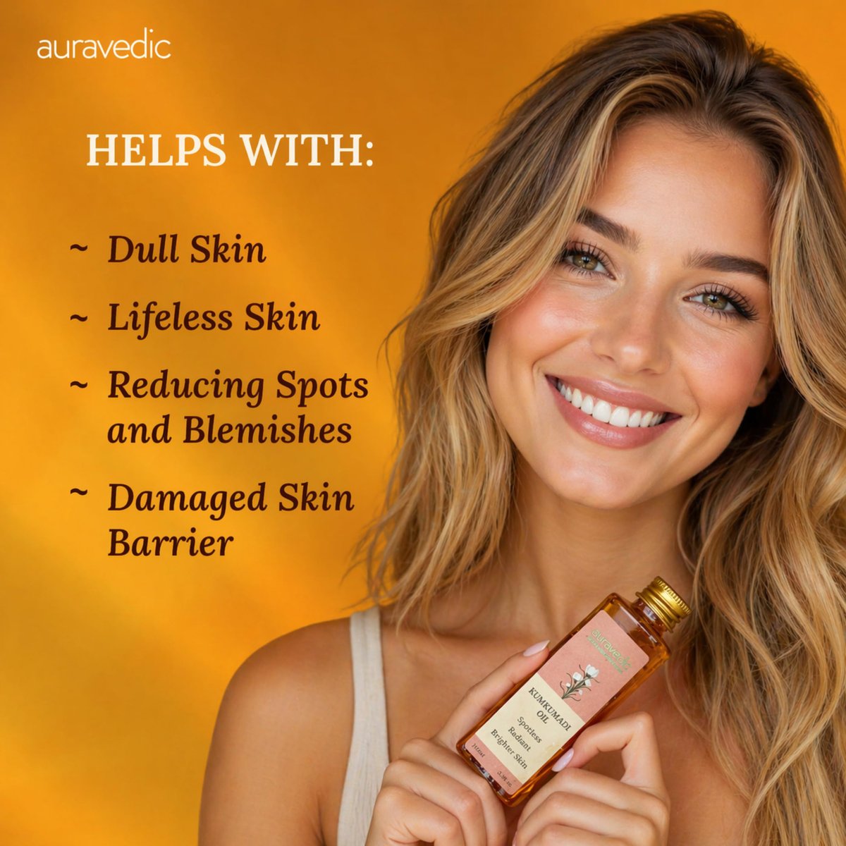 Auravedic Kumkumadi Oil Pure Saffron for Ultra Radiant Skin | Ayurvedic Face Oil for Dull, Dehydrated & Tired Skin | Lightweight Hydrating Formula for Smooth Texture | 3.38 Fl Oz - görsel 9