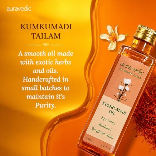 Auravedic Kumkumadi Oil Pure Saffron for Ultra Radiant Skin | Ayurvedic Face Oil for Dull, Dehydrated & Tired Skin | Lightweight Hydrating Formula for Smooth Texture | 3.38 Fl Oz - görsel 6