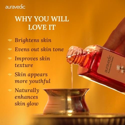 Auravedic Kumkumadi Oil Pure Saffron for Ultra Radiant Skin | Ayurvedic Face Oil for Dull, Dehydrated & Tired Skin | Lightweight Hydrating Formula for Smooth Texture | 3.38 Fl Oz - görsel 8