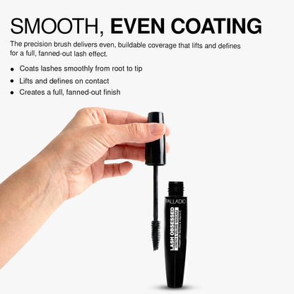 Palladio Lash Obsessed Mascara - Extreme Definition Lengthening Mascara, Amplifies Volume & Fullness, Black, 0.41 Fl Oz Avelisse