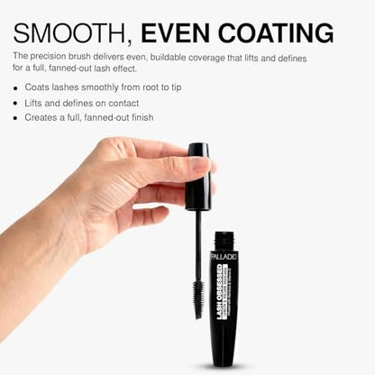 Palladio Lash Obsessed Mascara - Extreme Definition Lengthening Mascara, Amplifies Volume & Fullness, Black, 0.41 Fl Oz Avelisse