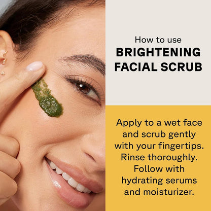 Acure Brightening Facial Scrub - Exfoliating Face Wash with Sea Kelp & French Green Clay, Gentle Daily Scrubber for Radiant Skin, 4 fl oz (Pack of 2)