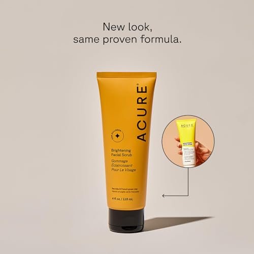 Acure Brightening Facial Scrub - Exfoliating Face Wash with Sea Kelp & French Green Clay, Gentle Daily Scrubber for Radiant Skin, 4 fl oz (Pack of 2) - görsel 4