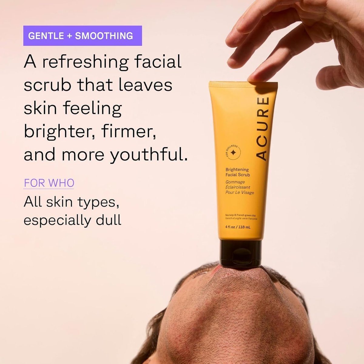 Acure Brightening Facial Scrub - Exfoliating Face Wash with Sea Kelp & French Green Clay, Gentle Daily Scrubber for Radiant Skin, 4 fl oz (Pack of 2) - görsel 7
