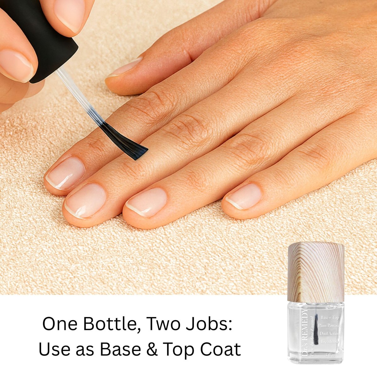 Dr.'s Remedy Total Two-In-One Base And Top Coat Nail Polish Clear Glaze - Quick Dry, Organic Nail Polish Base & Top Coat, 0.5 Fl Oz Avelisse