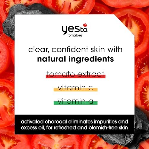 Yes To Tomatoes Clear Skin Detoxifying Charcoal Mud Mask with Salicylic Acid for Acne Prone Skin, 2 Fl Oz - görsel 4