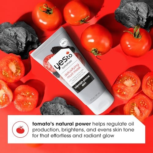 Yes To Tomatoes Clear Skin Detoxifying Charcoal Mud Mask with Salicylic Acid for Acne Prone Skin, 2 Fl Oz - görsel 8