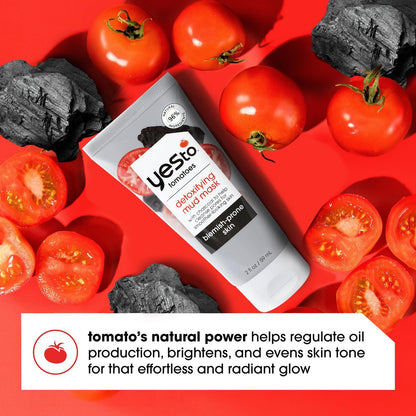 Yes To Tomatoes Clear Skin Detoxifying Charcoal Mud Mask with Salicylic Acid for Acne Prone Skin, 2 Fl Oz