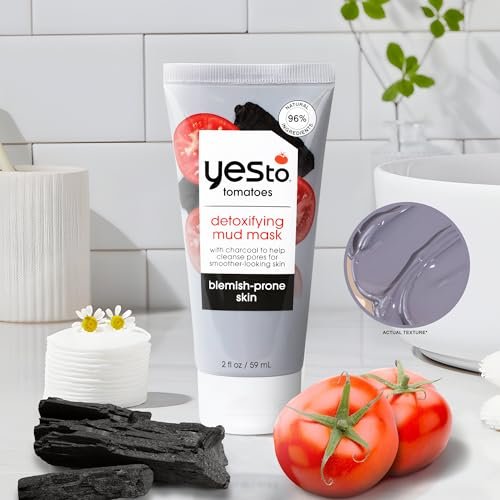Yes To Tomatoes Clear Skin Detoxifying Charcoal Mud Mask with Salicylic Acid for Acne Prone Skin, 2 Fl Oz - görsel 10