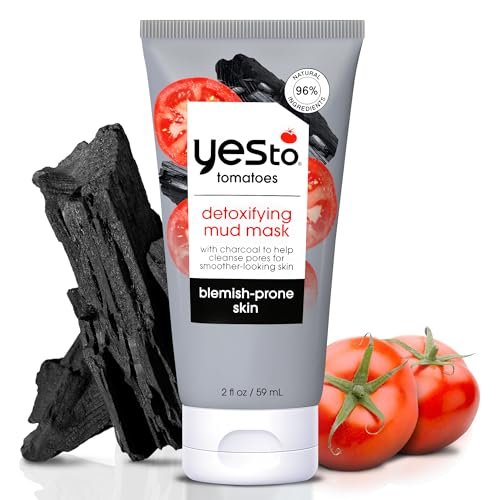 Yes To Tomatoes Clear Skin Detoxifying Charcoal Mud Mask with Salicylic Acid for Acne Prone Skin, 2 Fl Oz - görsel 2