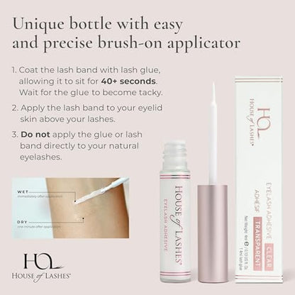 House of Lashes Latex-Free Clear Eyelash Glue for Sensitive Eyes, All-Day Wear, 2 Pack Avelisse