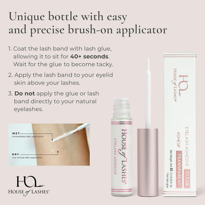 House of Lashes Latex-Free Clear Eyelash Glue for Sensitive Eyes, All-Day Wear, 2 Pack Avelisse