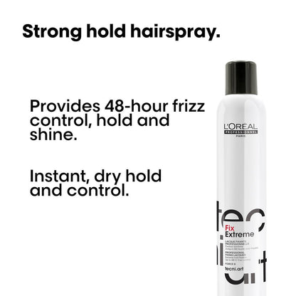 L'Oréal Professionnel Paris Fix Extreme Lacquer - Strong Hold Hairspray for All Hair Types, Anti-Frizz and Shine Avelisse