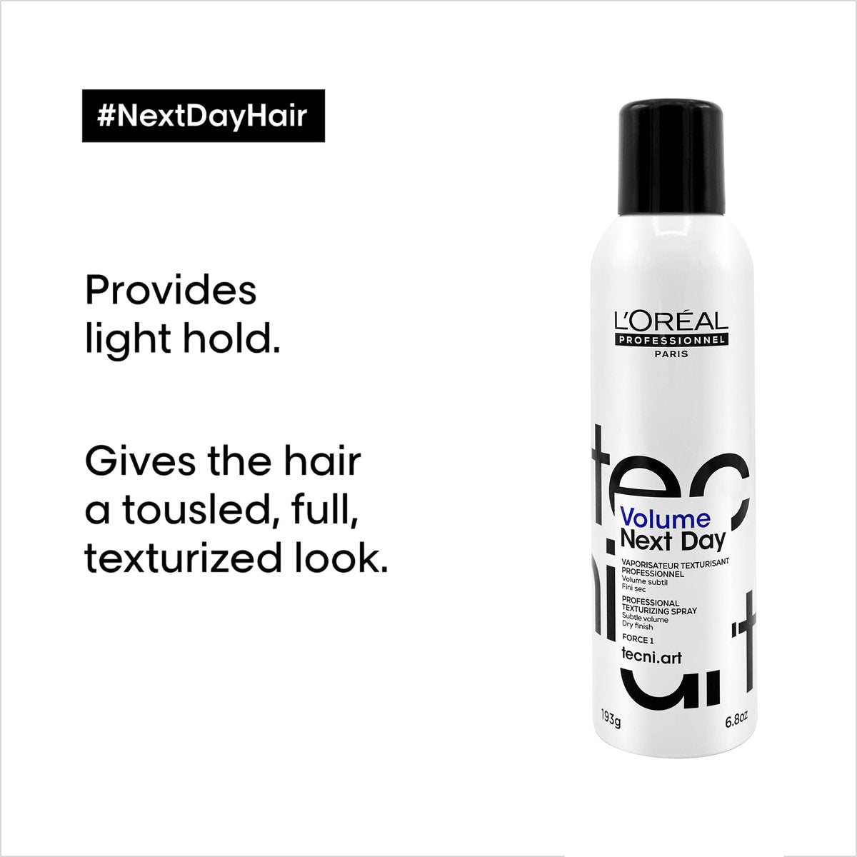 L'Oréal Professionnel Paris Volume Next Day Texture Hairspray – Light Hold, Matte Finish, 6.8 Fl Oz Avelisse