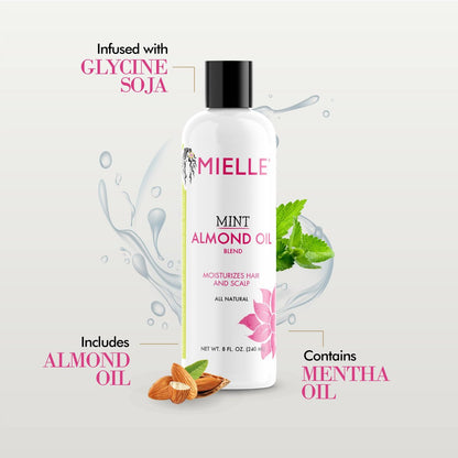 Mielle Organics Mint Almond Oil - Lightweight Dry Scalp Oil for Moisture & Healthier Hair, 8 Fl Oz Avelisse