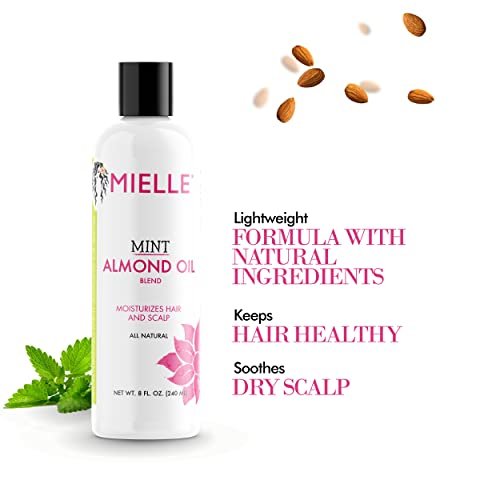 Mielle Organics Mint Almond Oil - Lightweight Dry Scalp Oil for Moisture & Healthier Hair, 8 Fl Oz Avelisse