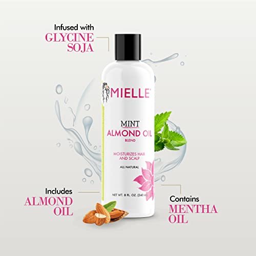 Mielle Organics Mint Almond Oil - Lightweight Dry Scalp Oil for Moisture & Healthier Hair, 8 Fl Oz Avelisse