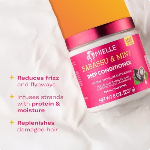 Mielle Organics Babassu & Mint Deep Conditioner with Protein – Moisturizing & Restorative Treatment for Dry, Damaged, Frizzy Hair (8 oz) - görsel 6