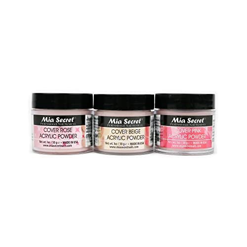 Mia Secret Cover Acrylic Powder 3 Piece Set - Pink/Beige/Rose - 1 oz Each Avelisse