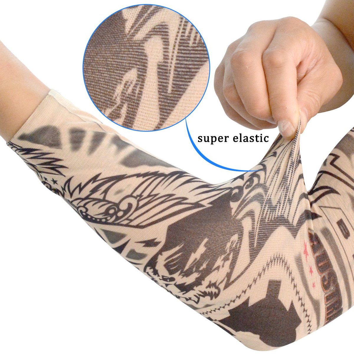 20pcs Temporary Tattoo Arm Sleeves - Tribal, Tiger, Dragon, Skull Designs - Nylon Unisex Stretchable Cosplay Accessories - görsel 5