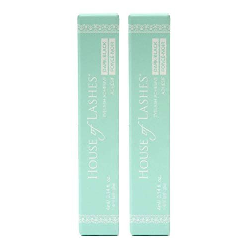House of Lashes Dark Eyelash Glue Adhesive - Latex-Free, Cruelty-Free, 2-Pack (0.14 Fl Oz Each) Avelisse
