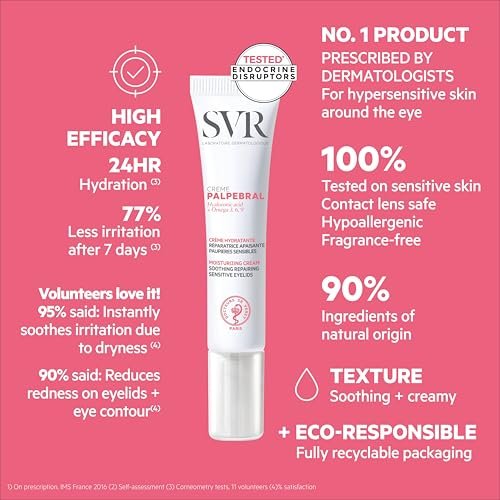 SVR Palpebral Eye Cream – Ultra-Soothing Hyaluronic Acid & Shea Butter Moisturizer for Extremely Dry, Itchy & Sensitive Skin, Steroid-Free & Fragrance-Free, 0.5 fl.oz Avelisse
