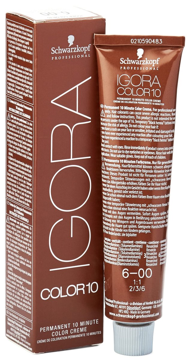 Schwarzkopf Professional Igora Color10 6-00 Dark Blonde Natural Extra Permanent Hair Color Cream – Ammonia Free & Cruelty Free (60ml) Avelisse