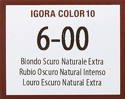 Schwarzkopf Professional Igora Color10 6-00 Dark Blonde Natural Extra Permanent Hair Color Cream – Ammonia Free & Cruelty Free (60ml) Avelisse