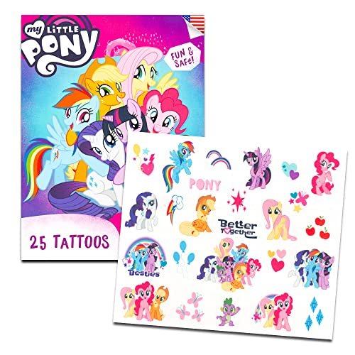 My Little Pony Temporary Tattoos Bundle - 50 Pcs Party Favors for Girls with Door Hanger Avelisse