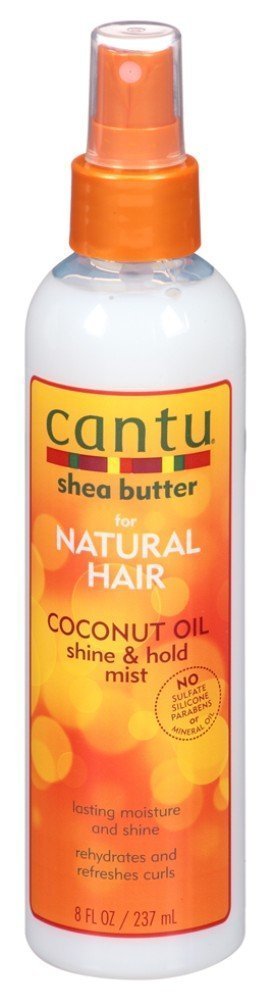 Cantu Natural Hair Coconut Oil Shine & Hold Mist 8.4 Ounce (3 Pack) - Moisturizing Spray for Curly, Dry, and Natural Hair