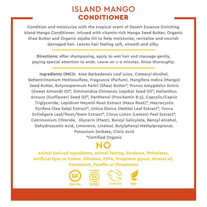 Desert Essence Island Mango Conditioner – Enriching, Detangling, & Naturally Moisturizing – 8 fl oz