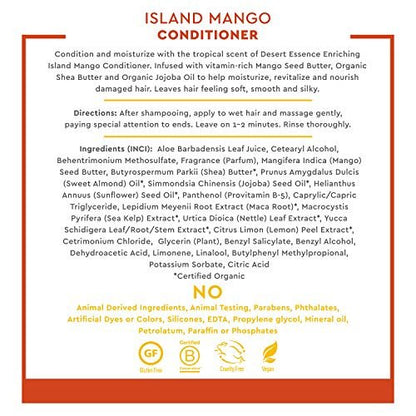 Desert Essence Island Mango Conditioner – Enriching, Detangling, & Naturally Moisturizing – 8 fl oz