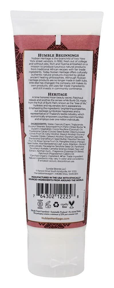Nubian Heritage Patchouli & Buriti Hand Cream - 4 oz Moisturizing & Nourishing - görsel 5