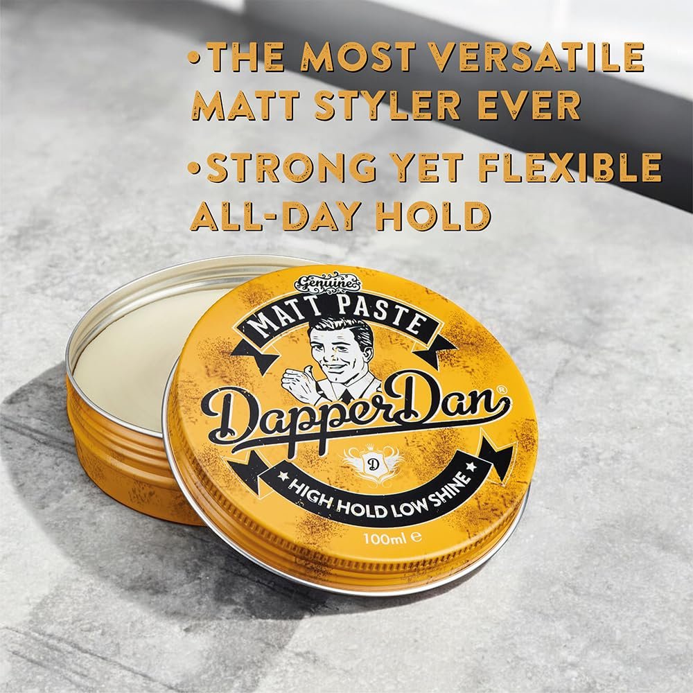 Dapper Dan Matt Paste - High Hold Low Shine Hair Paste for Men, Adds Texture with Flexible Hold, Vintage Cologne Fragrance, 100ml Avelisse